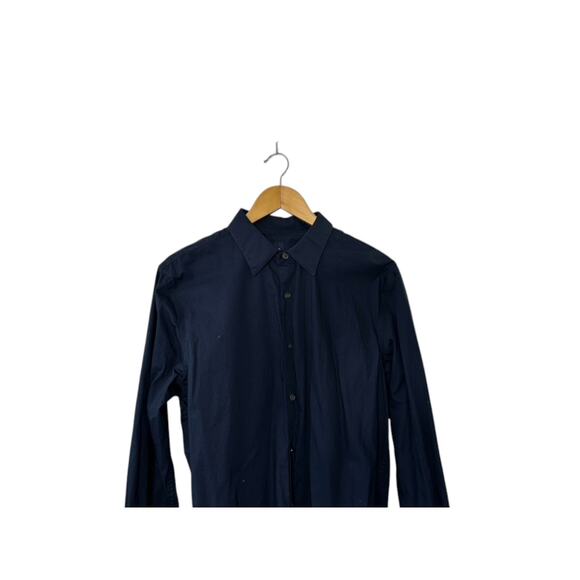 Gap Navy Blue Long Sleeve Button-Up Shirt Men's Size Large 100% Cotton - Picture 2 of 4